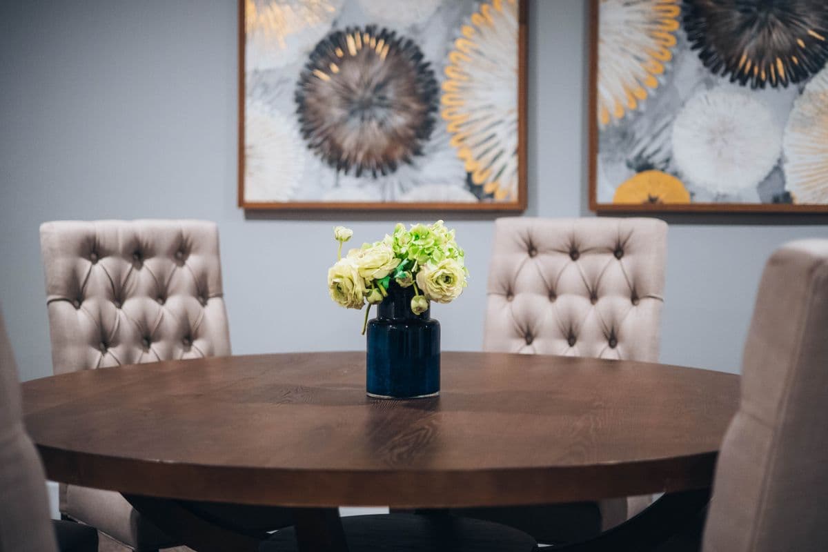 A dining room set for a meal