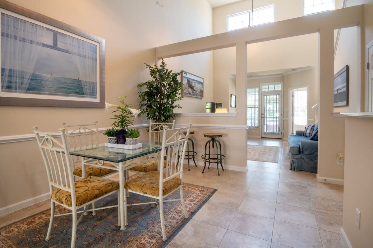 A bright dining area at a senior living community