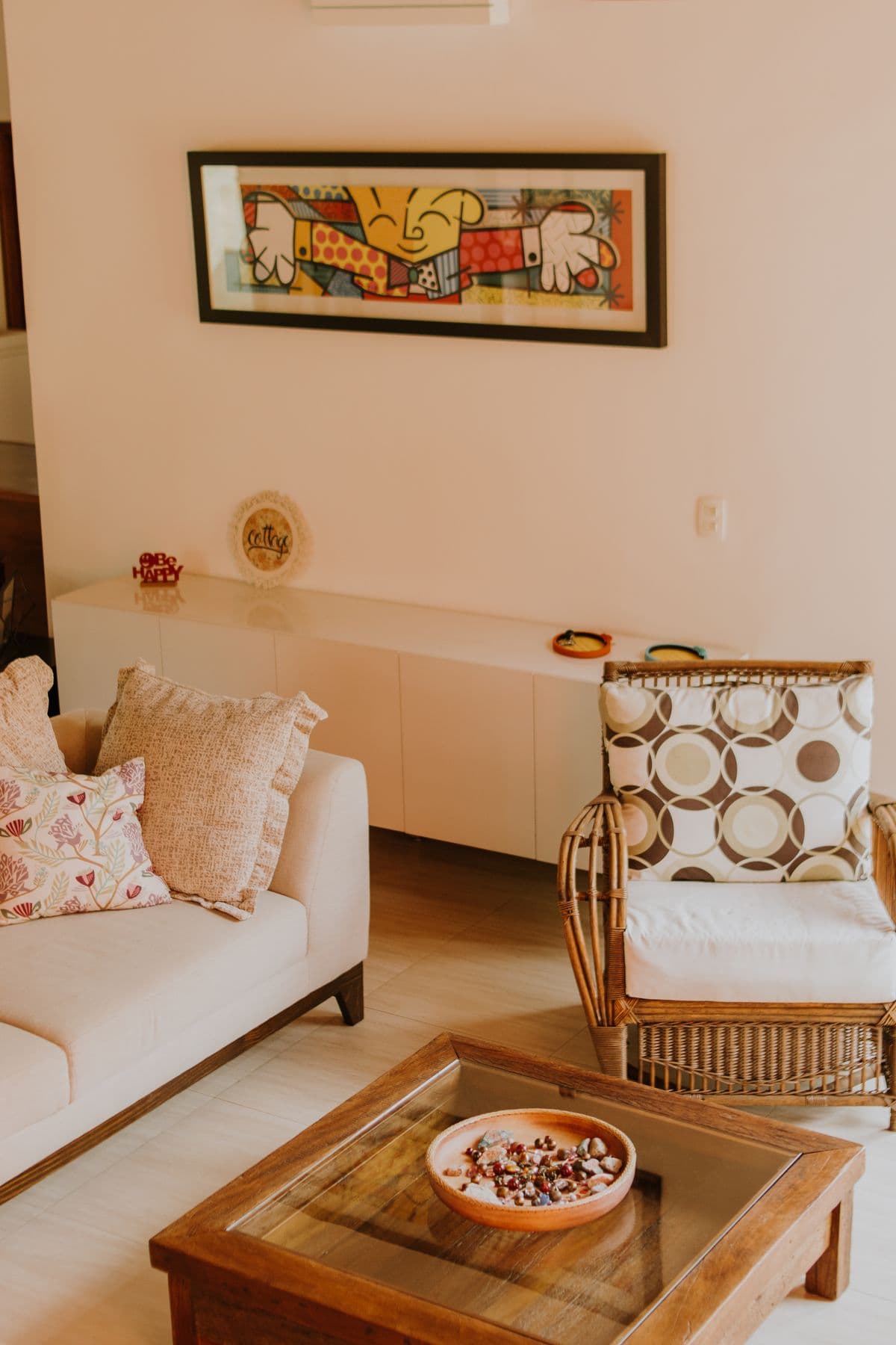 A bright common room at a senior living community